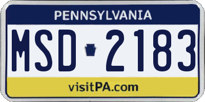PA license plate MSD2183