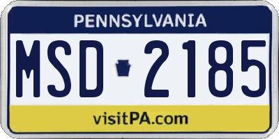 PA license plate MSD2185