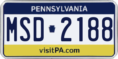 PA license plate MSD2188