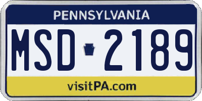 PA license plate MSD2189