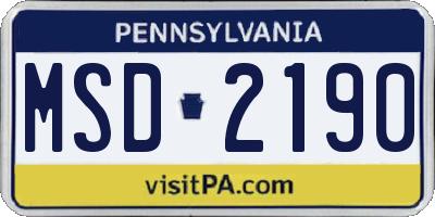 PA license plate MSD2190