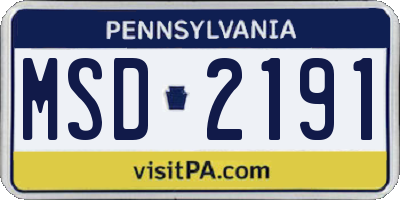 PA license plate MSD2191