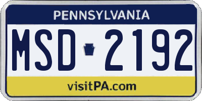 PA license plate MSD2192