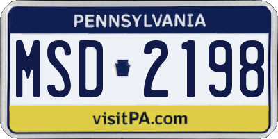PA license plate MSD2198