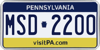 PA license plate MSD2200