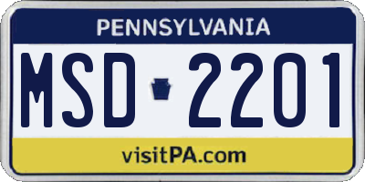 PA license plate MSD2201