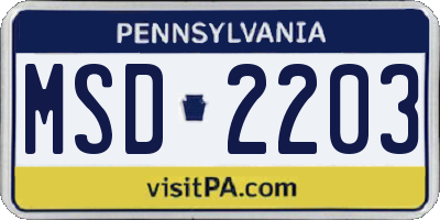 PA license plate MSD2203