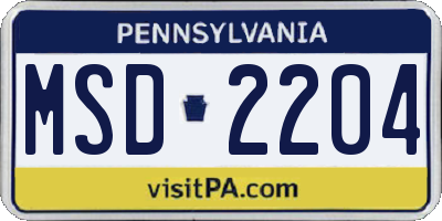 PA license plate MSD2204