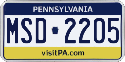 PA license plate MSD2205