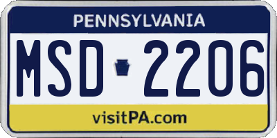 PA license plate MSD2206