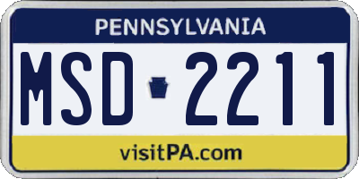PA license plate MSD2211