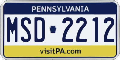 PA license plate MSD2212