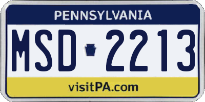 PA license plate MSD2213