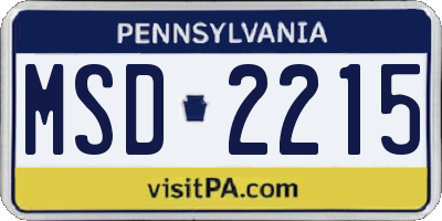 PA license plate MSD2215