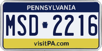 PA license plate MSD2216