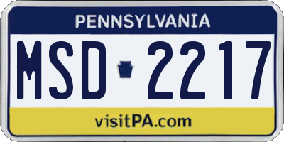 PA license plate MSD2217