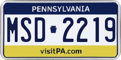 PA license plate MSD2219