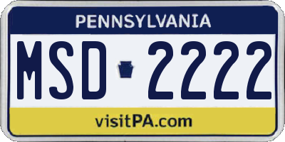 PA license plate MSD2222