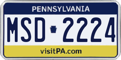PA license plate MSD2224
