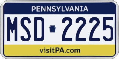 PA license plate MSD2225