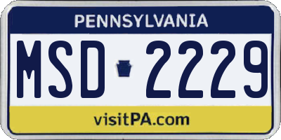 PA license plate MSD2229