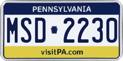 PA license plate MSD2230