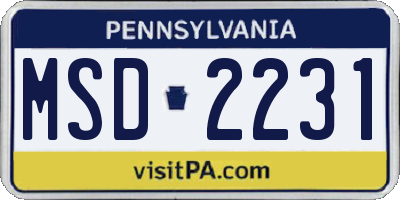 PA license plate MSD2231
