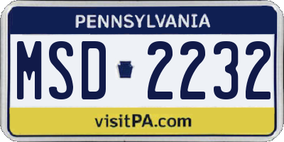 PA license plate MSD2232