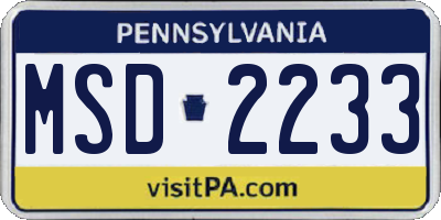 PA license plate MSD2233