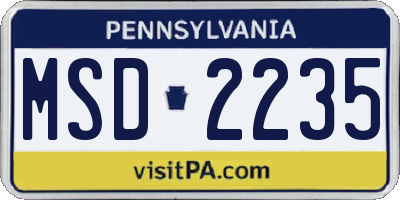 PA license plate MSD2235