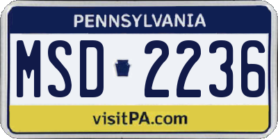PA license plate MSD2236