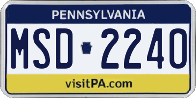 PA license plate MSD2240