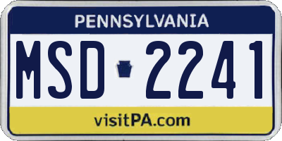 PA license plate MSD2241