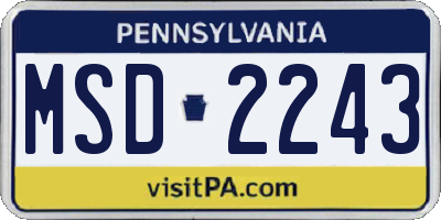 PA license plate MSD2243