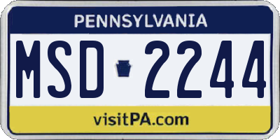 PA license plate MSD2244