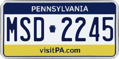PA license plate MSD2245