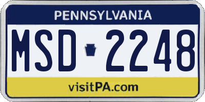 PA license plate MSD2248