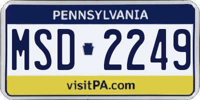 PA license plate MSD2249