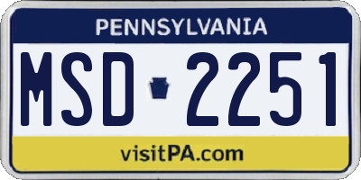 PA license plate MSD2251