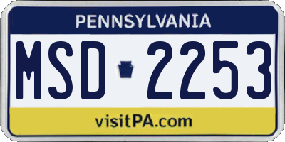 PA license plate MSD2253