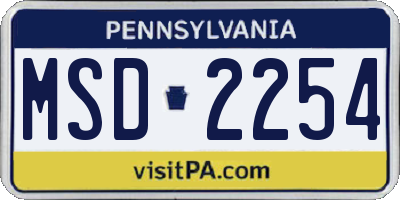 PA license plate MSD2254