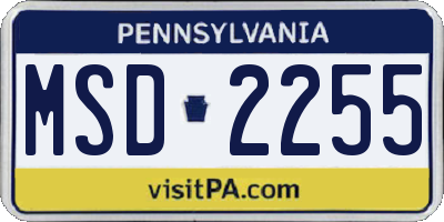 PA license plate MSD2255
