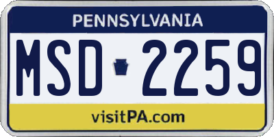 PA license plate MSD2259