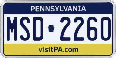 PA license plate MSD2260