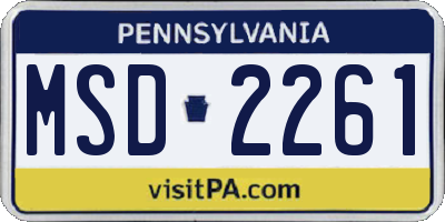 PA license plate MSD2261