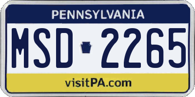 PA license plate MSD2265