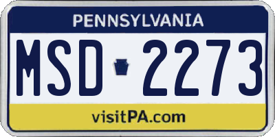 PA license plate MSD2273