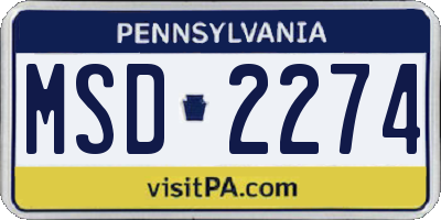 PA license plate MSD2274