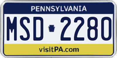 PA license plate MSD2280