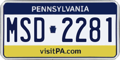 PA license plate MSD2281